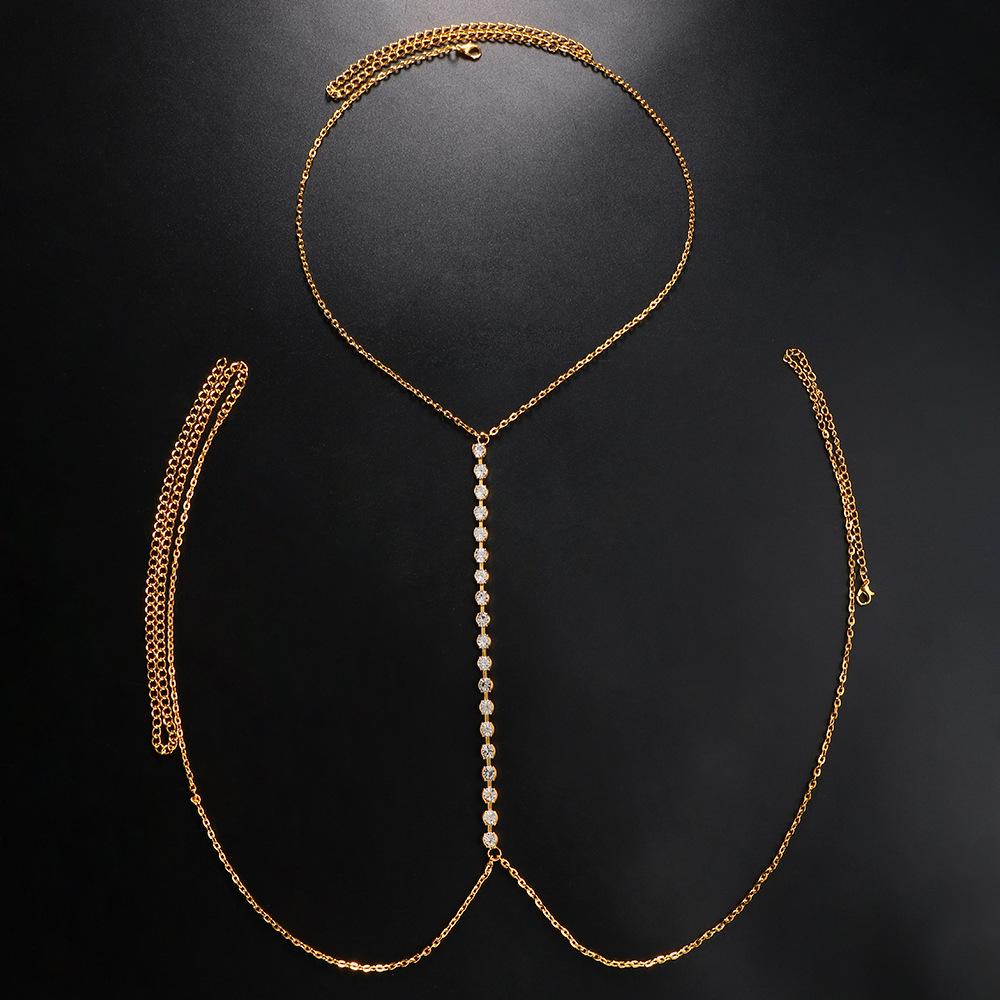 Sexy Rhinestone Chains Chest Chain Harness Waist Chain Breast Belly Body Jewelry Necklace For Women Party Clothing Accessories