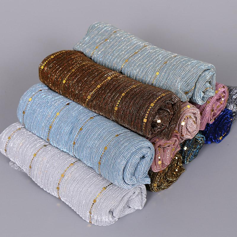 Summer Lurex Glitter Scarf Elegant Lightweight Elastic Shawl For Women Fashion Sparkly Sequined Party Shawls 180*65Cm