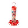 Fresh Floral Decorative Glass Hummingbird Feeder with Ant Moat Perching Ring and Leak Free Flower Ports Bird Watching