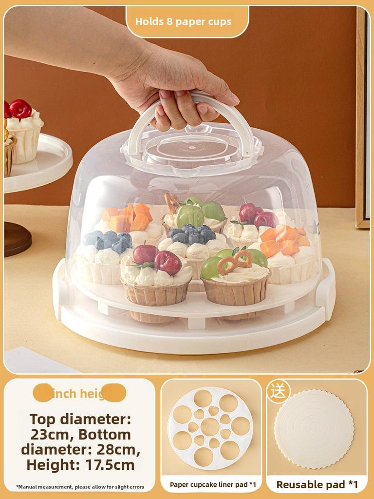 Reusable Transparent Cake Box Handheld Baking Preservation Base Tray for 6 Inch 8 Inch Cakes DIY Baking Tools Kitchen Supplies