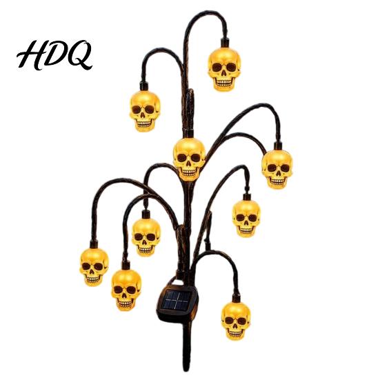 Solar Garden Lights Halloween Tree Stump Light, Powered Stake Twinkling Light Yard Stakes with Ghost Pumpkin Cat Ornaments, Vintage Glowing