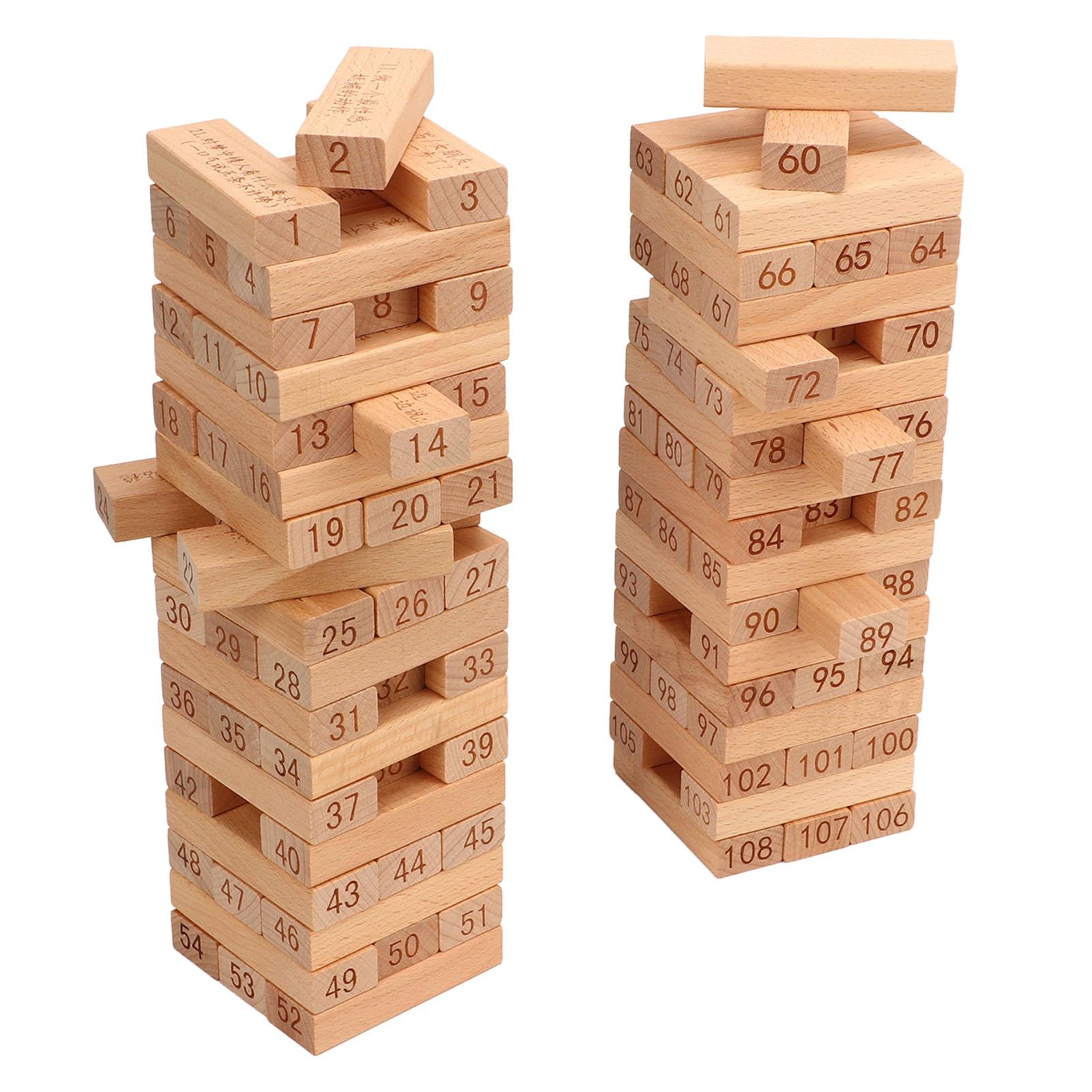 Stacking Wooden Block Game Tumbling Stack Board Game for Over 3 Years Old Kids Family Adults