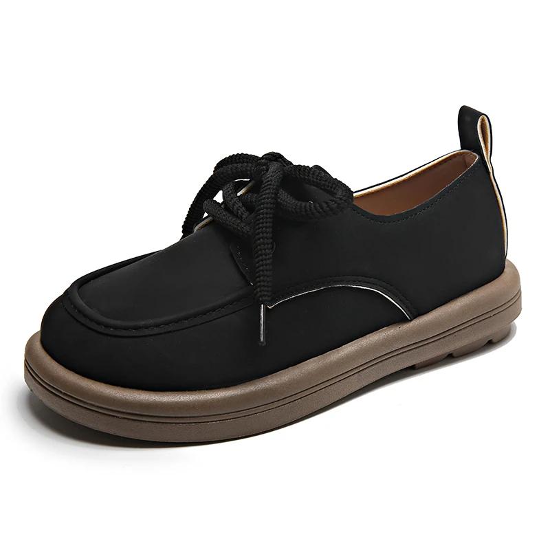 

Модные Удобные и Элегантные Женские Туфли на Плоской Подошве Обувь на Платформе Британский Стиль Женские Лоферы Круглый Носок Повседневные Кроссовки Осень Ретро 42 чёрный