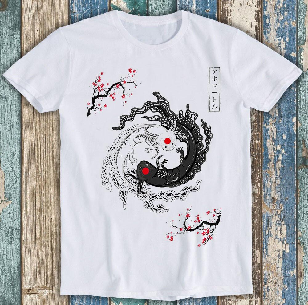 Japanese Yin Yang Axolotl Couple Design  Funny Gift Tee T Shirt M1494