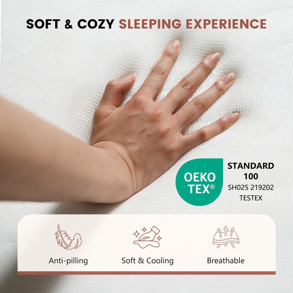 Mattress 140x200, Height 13cm, Ergonomic Cold Foam Mattress, Fabric with Soft Surface, Medium Firmness