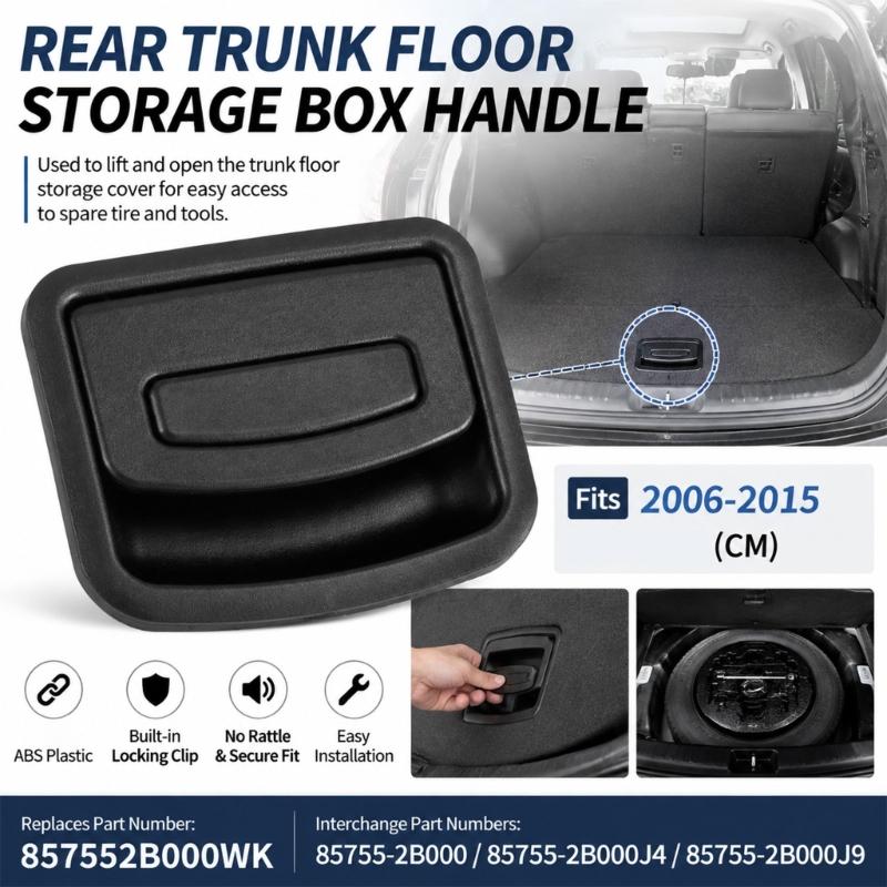 857552B000WK 85755‑2B000 Cargo Floor Handle for Existing Mounting Position, Recessed Pull Grip for Rear Underfloor Tool, Storage, and Spare Tire