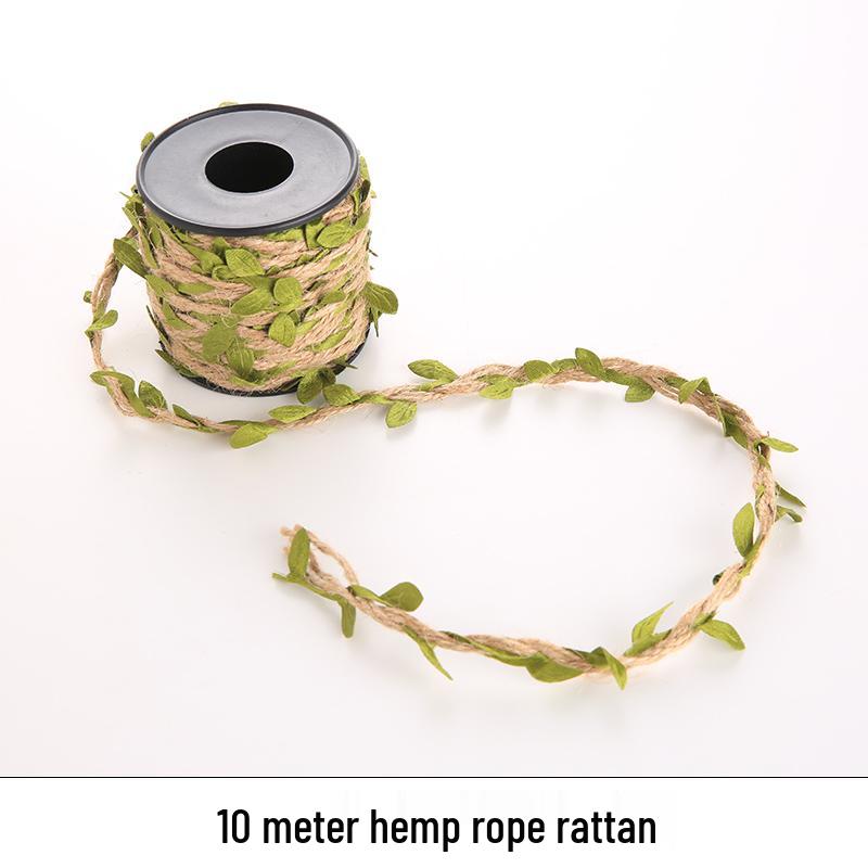 DIY Colorful Forest Style Green Rattan Leaves Hand-Woven Jute Rope for Decoration and Jewelry