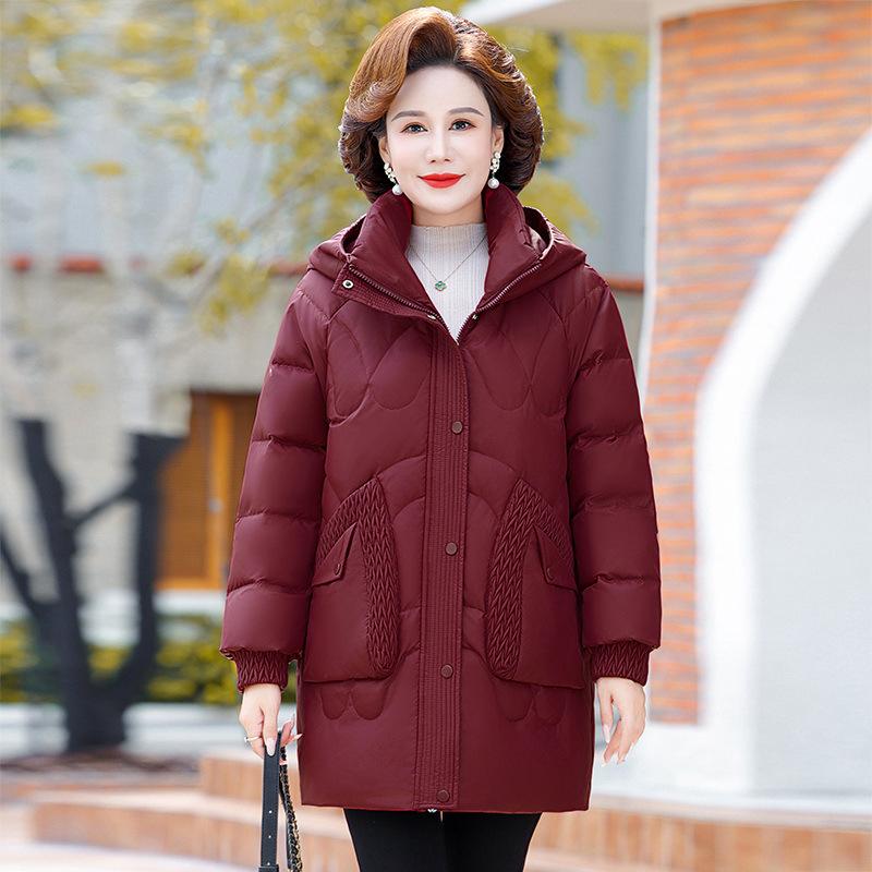 Down jacket women's mid-length winter new large size thickened loose loose middle-aged and elderly mother's jacket
