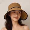 Summer Straw Sun Hat Women's Outdoor Big Eave Hare Hat Foldable Beach Sun Hat
