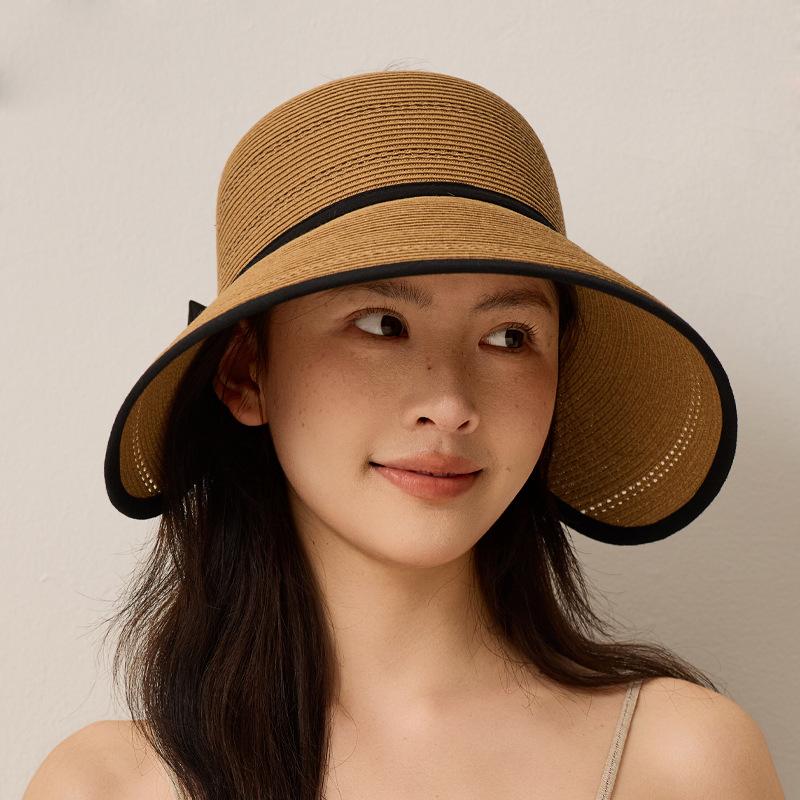 Summer Straw Sun Hat Women's Outdoor Big Eave Hare Hat Foldable Beach Sun Hat