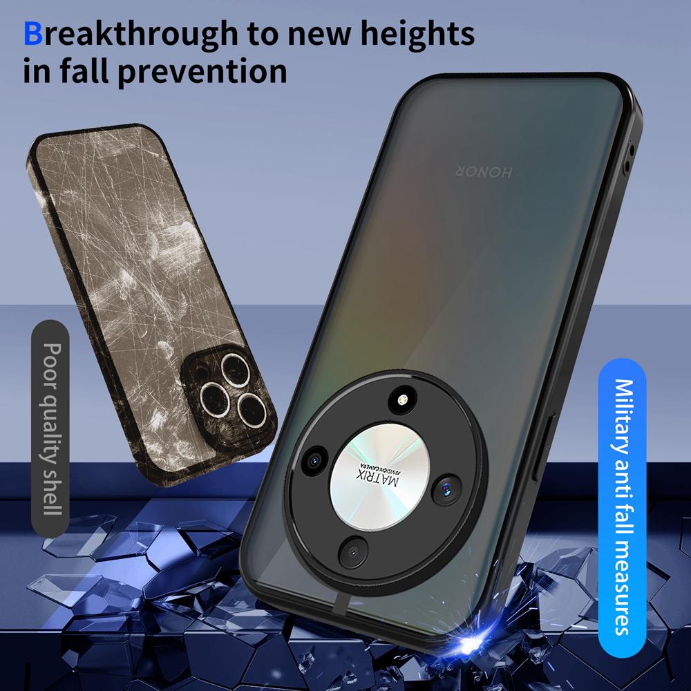 KEYSION Matte Translucent Black Phone Case for HONOR X9b 5G Soft Silicone+PC Clear Shockproof Back Cover for Magic 6 Lite 5G