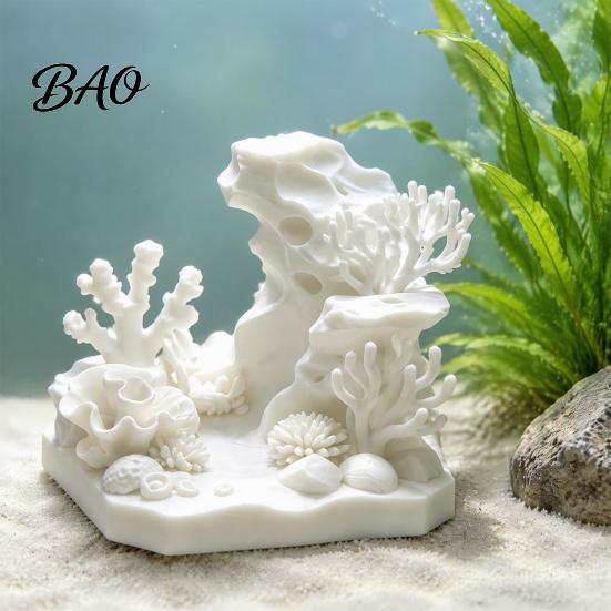Underwater Landscaping Decor 3D Printed Coral Cave Aquarium Decoration for Small Fish Shrimp, Tank Eco Friendly Hideout, Realistic Hollow Ornament