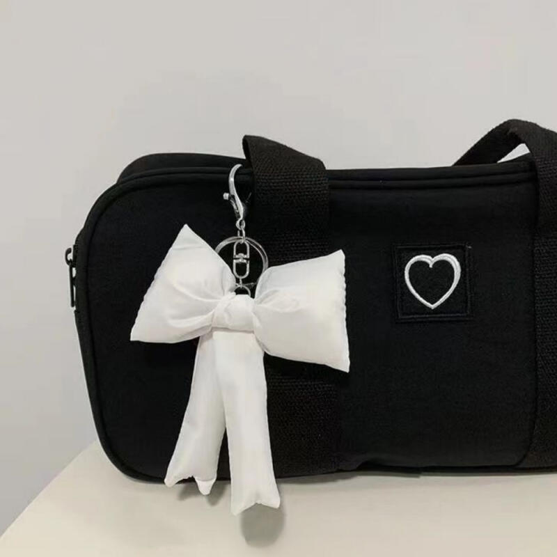 Ribbon padded keyring keychain key holder 4 colors Red