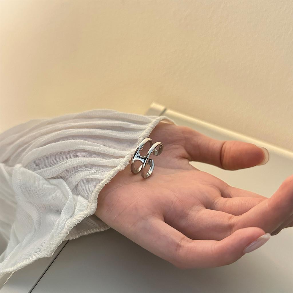 Trendy Copper Geometric Ring For Women With Adjustable Open Design For Elegant Fashion Style