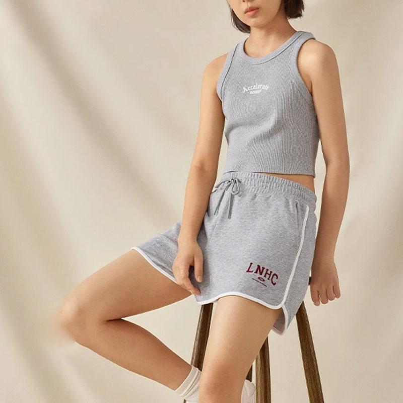 Li Ning Sports Lifestyle Series Letter Logo Printed Sports Shorts Women Shorts Floral-Gray AKSSC86-3