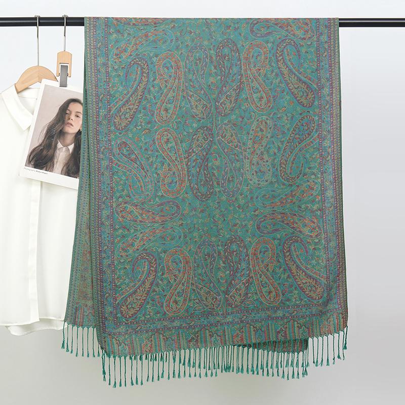 Fashion Ethnic Style Jacquard Scarf Outdoor Women Travel Paisley Tassel Shawl Neck Muslim Hijab Wrap Floral Luxury