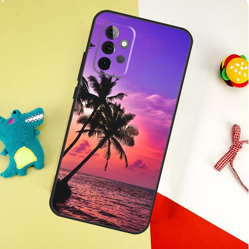 Summer Beach Sunset Palm Tree For Samsung Galaxy A22 A32 A52 A54 A34 A14 A55 A35 A15 A53 A33 A13 A05 A06 A16 Phone Case