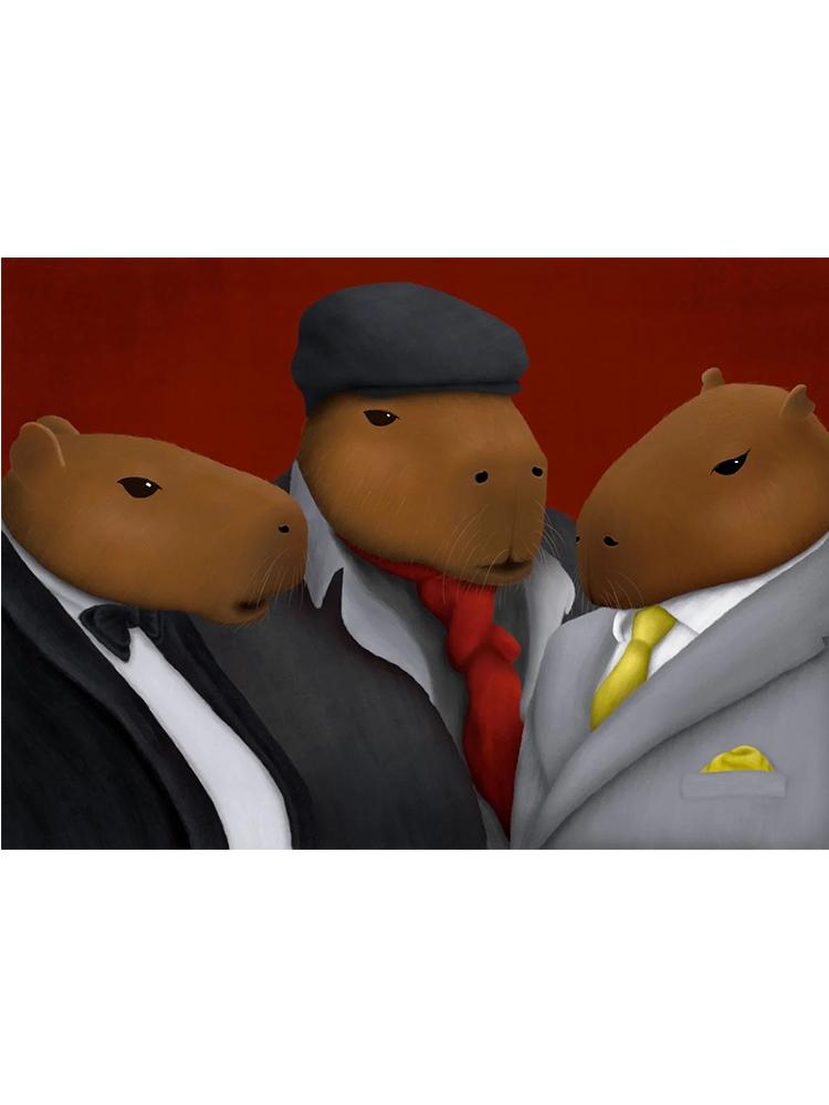 Morsom Kapybara Gentlemann Plakat Dyreklubb Lerret Maleri Veggkunst Bilde For Stue Hjemmedekorasjon
