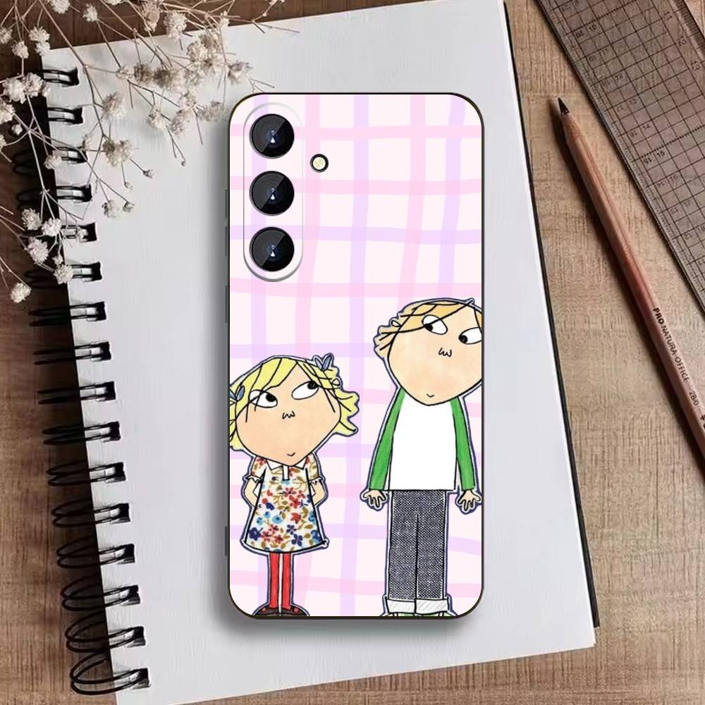 

D-Charlie and Lola Cartoon Phone Case For Samsung Galaxy A73,A21s,A22,A31,A52,A53,A71,A41Soft Black Shell Samsung a42 5g