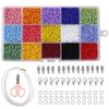 Seed Beads 3mm Beads Craft Set Approximately 7500 Pieces with Storage Box Glass Beads Mini Holes 15 Colors Accessory Kit for Beads DIY Jewelry
