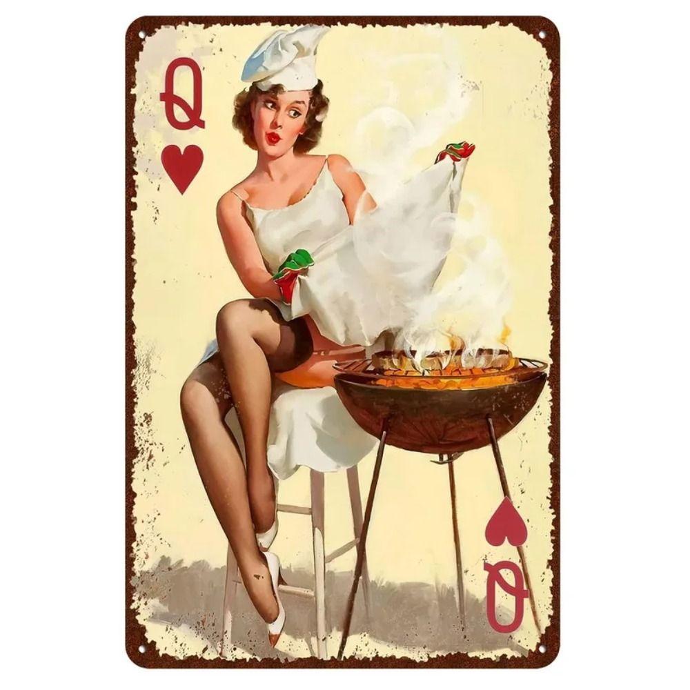 Pin-Up Girl Retro Metallwand Schild 30x20cm