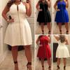 Moda L-6xl Plus Donna Scollo a Barca Abito Corto Mini per Cocktail Serata Festa Stile Elegante