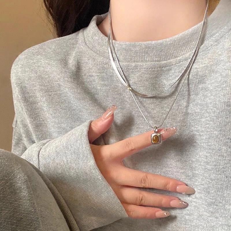 Natur Tigerauge Stein Anhänger & Halsketten für Damen Hohe Qualität Natürliche Perlen Geflochtene Halsketten Herren Mode Kordelkette Geschenke