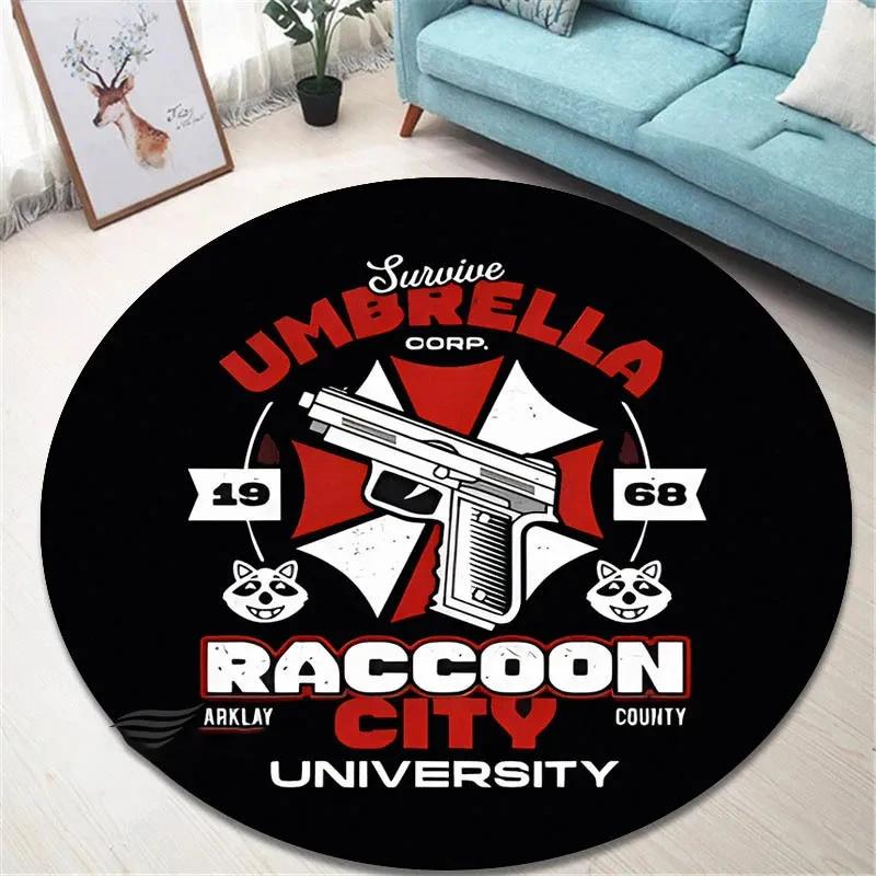 R-Resident Evil Umbrella Printed Round Carpet Living Room Bedroom Beautiful Mats Non -slip Door Pad Floor Mats Birthday Gift