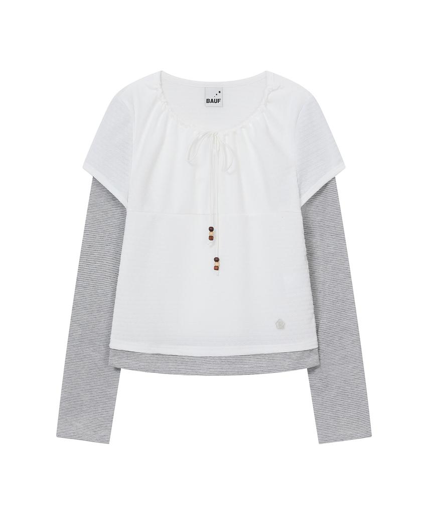 BAUF Shirred Layered Long Sleeve [White]