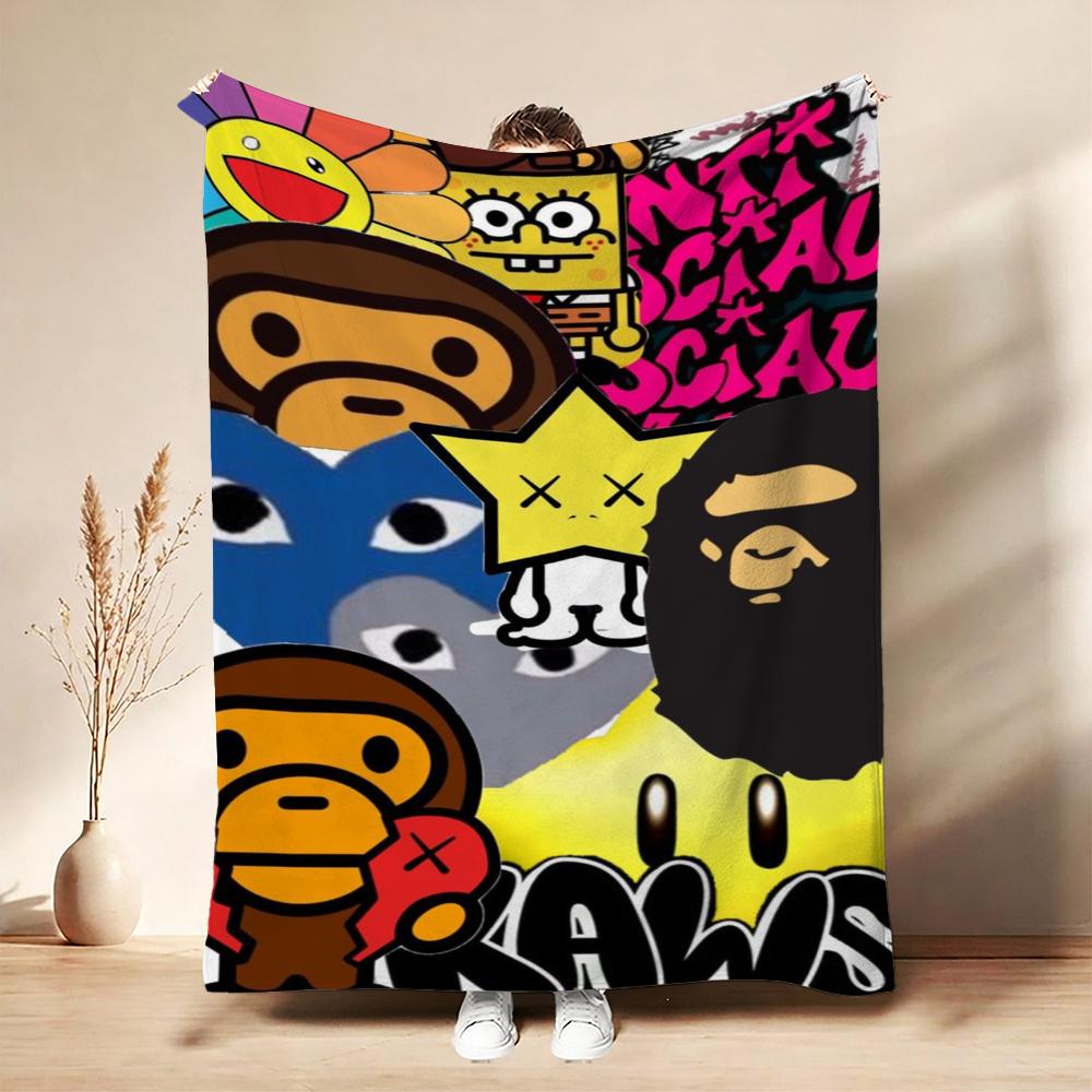 Streetwear Pop Art Collage Blanket Blanket Suitable For All Seasons Nap Blanket Machine Washable Digital Printing