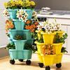 Multilayer Heart Shaped Petals Stereoscopic Planting Basin Indoor Vegetables and Plants Planting with Pulley Plastic Flower Pot