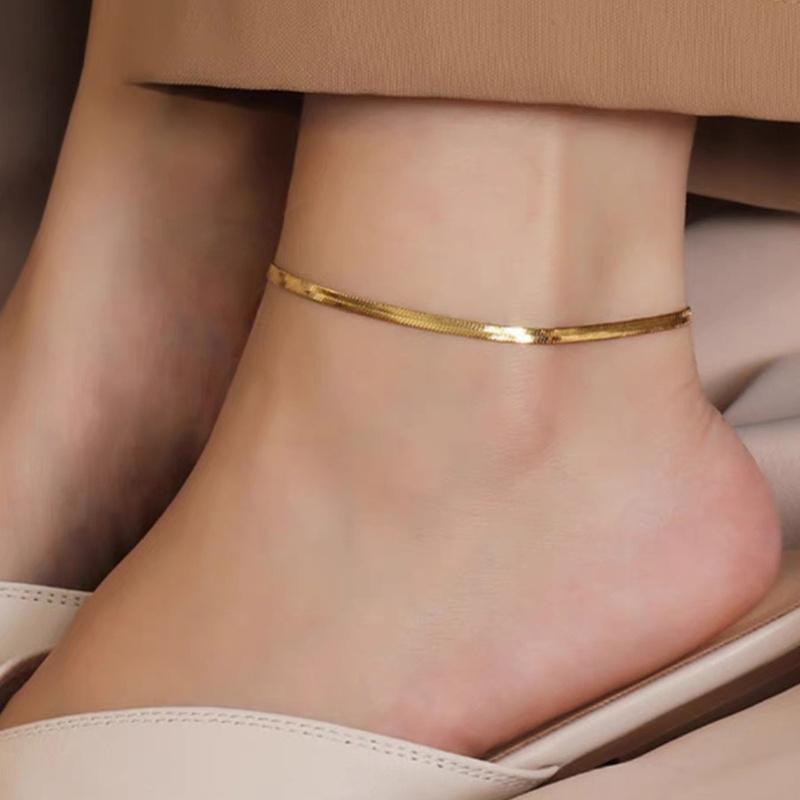 Set of 2 Stylish Women S Anklets - Made of Stainless Steel with a Double Layer Cuban Chain, Ideal for Everyday Use and Holidays золотой