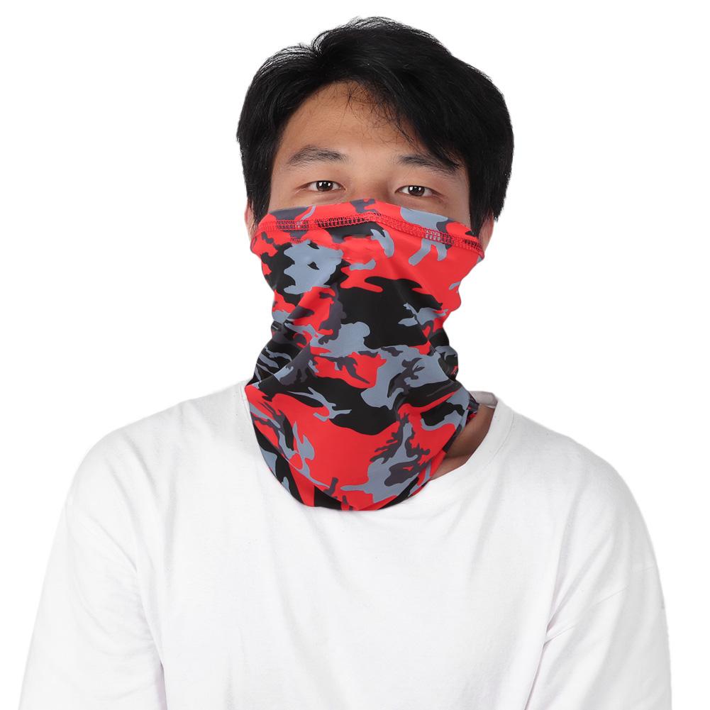 Summer Outdoor Ice Silk Scarf Sun Protection Face Towel Mask for Fishing Riding(red Camouflage)