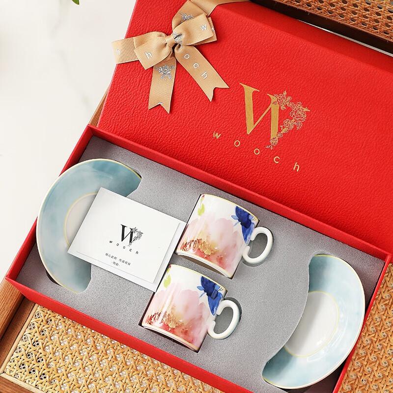 WOOCH New Chinese Style Oil Painting Ceramic Cup & Saucer Gift Set