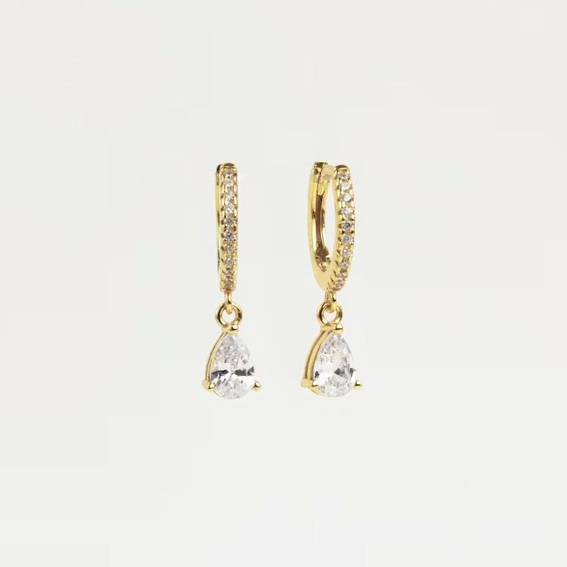 2026 New Droplet Geometric Circular Drooping Earrings for Women, Elegant, Fashionable, Niche Design, Ins Style, Quality Zircon