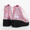 Unisex boty nového stylu Punk Klínový podpatek 7 cm Růžová Holografická kůže Halloween Kostýmy Gotické Kotníkové boty