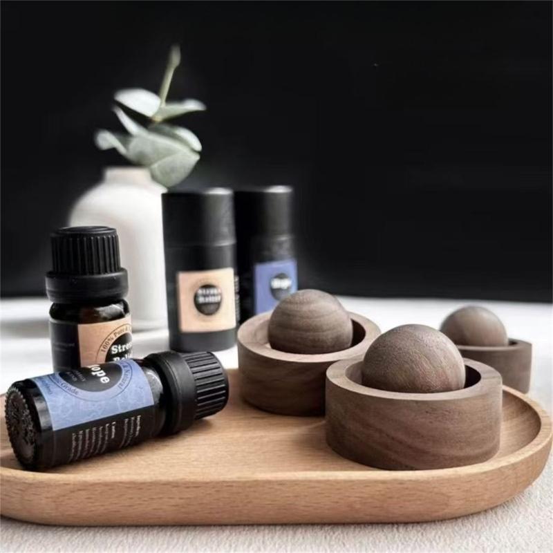 Elegant Wooden Aromas Ball Diffuser Handcrafted Solid Wood For Essential Oil No Electricity Need Home Car Decors