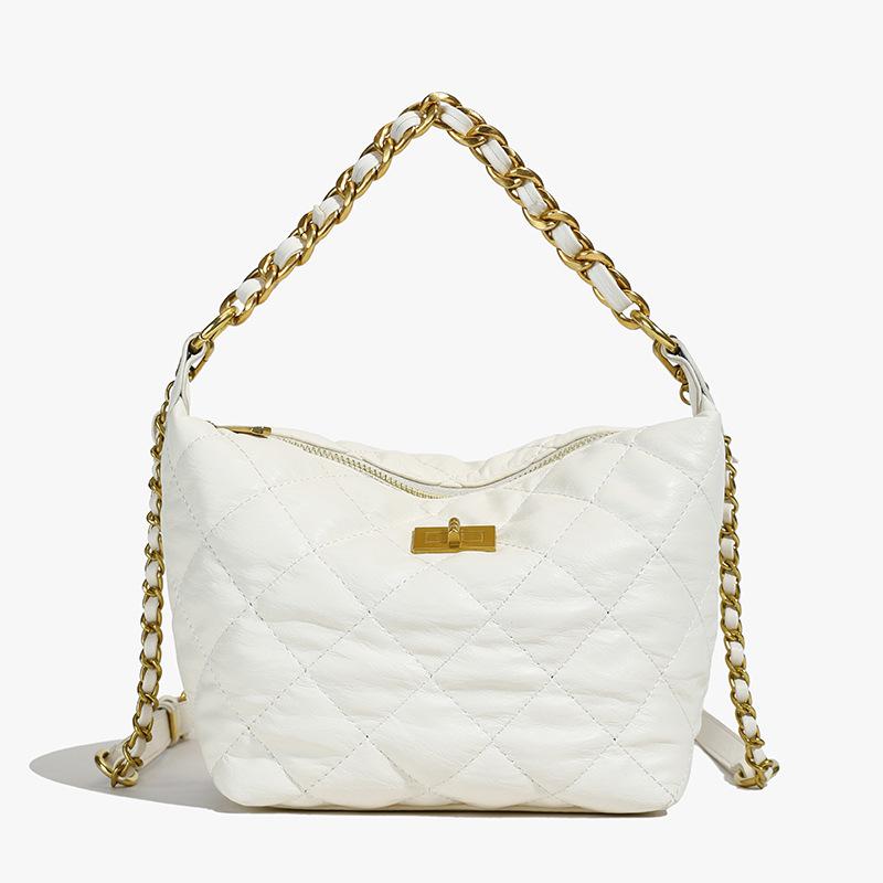 

Весенне-летние сумки 2025 новая мода женские сумки ромбовидная цепочка сумка кроссбоди сумка-ведро текстурная универсальная сумка через плечо женские сумки белый