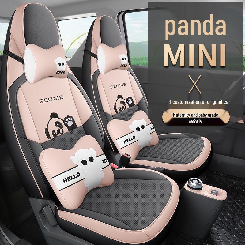Panda Mini Cartoon Car Seat Cover, Full Wrap, Cute Leather for All Seasons