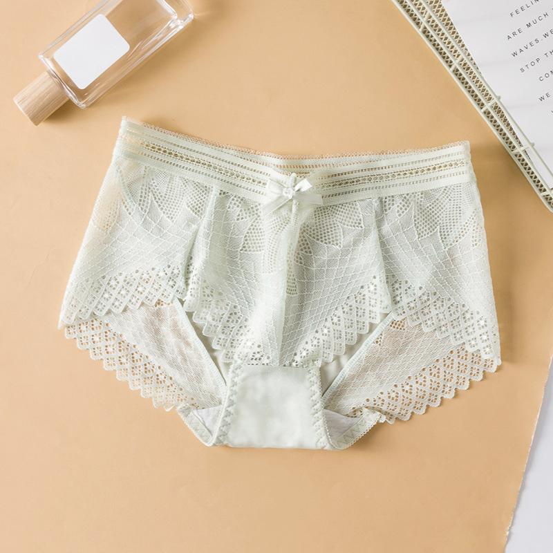 Japanese Sweet Sexy Comfortable Breathable Hollow Out Cotton Low Waist Lace Triangle Pants for Women