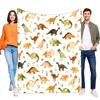 Soft Cozy Dinosaur Blanket for Kids & Adults, Fun Dino Prehistoric Theme Throw Bed Sofa Couch, Lightweight Home Decor Birthday G