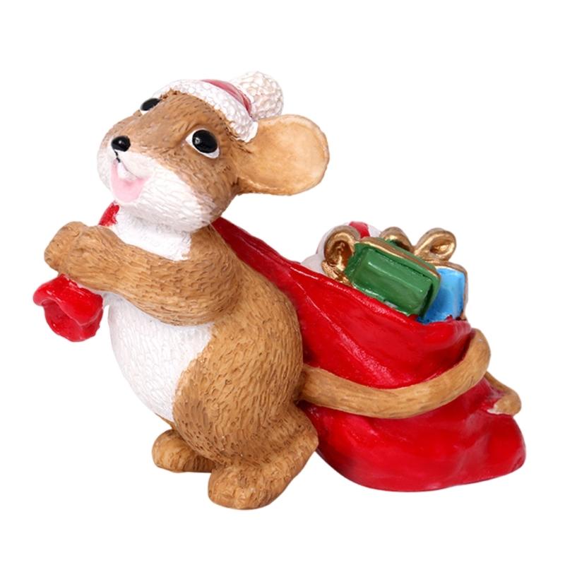 Charm Mouse Resin Decoration Mouse Sculpture for Adding Festival Touch to Home or Office Miniature Christmas Models