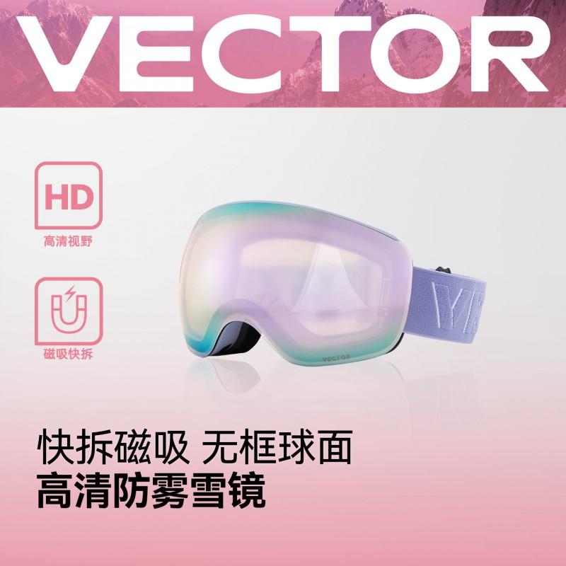 Ski Goggles With Double-Layer Anti-Fog Lens Interchangeable Lenses Prescription Insert Compatible Spherical Design Adults