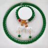 3Pcs Vintage Simple Imitation Jade Necklace Bracelet Earrings Jewelry Set For Women Temperamen Banquet Accessory