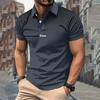 Stylish Polka Dot Short Sleeve Polo Shirt with 'KING' Print, Casual Fashion Top