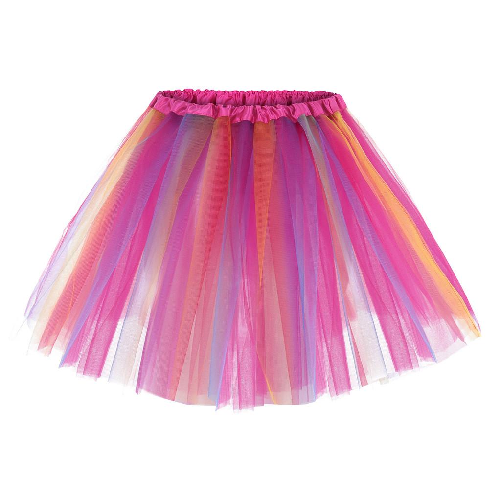 Polyester Flared Skirt With Pleats And Mesh For Casual Women