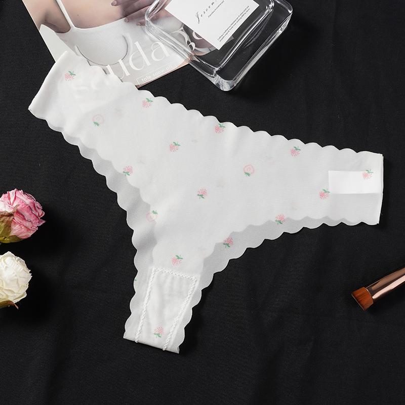 

Ультратонкие бесшовные трусики-стринги из ледяного шелка для женщин и девушек, с низкой посадкой, дышащие M белый