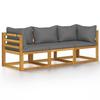 vidaXL 3-seater Garden Sofa In Solid Acacia Wood with Dark Grey Cushion