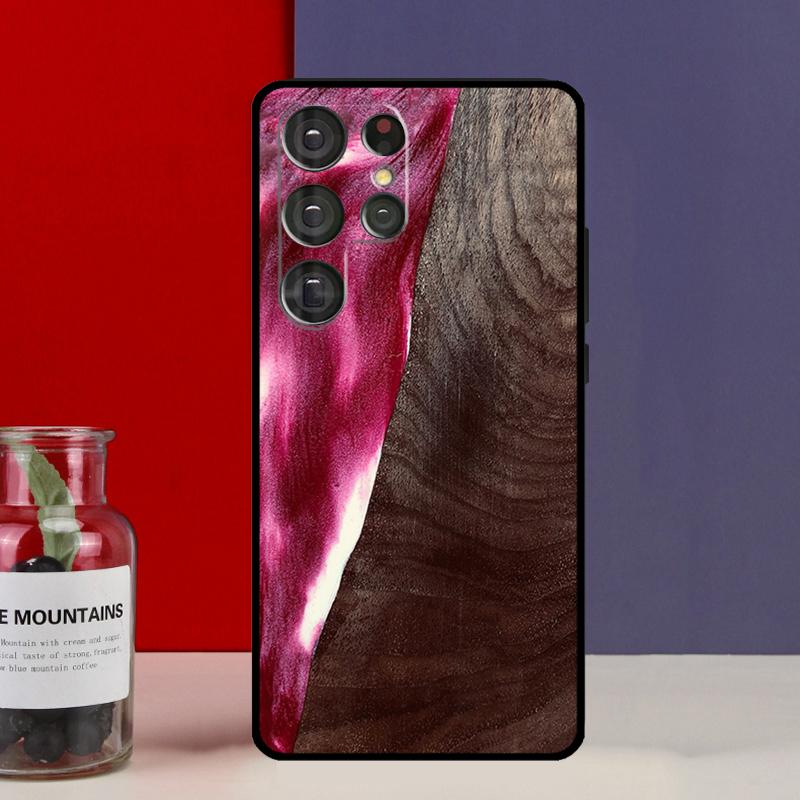 Resin Wood Funda Case For Samsung Galaxy S25 Ultra S9 S10 S20 S21 FE S22 S23 Plus S24 Ultra Phone Cover
