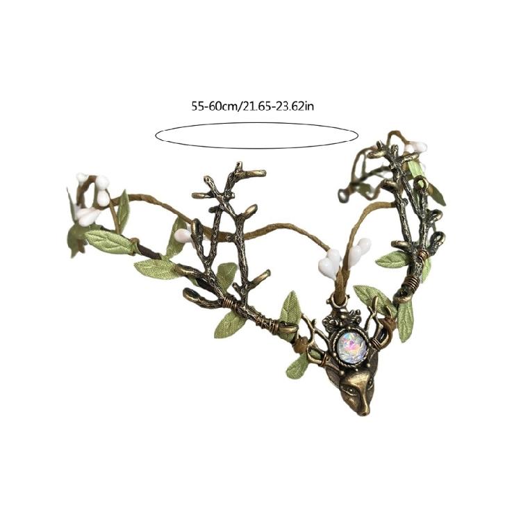 Nature Antler Vine Leaf Headband Forehead Headpiece Frontlet Hairhoop For Festival Celebration And Party Gathering